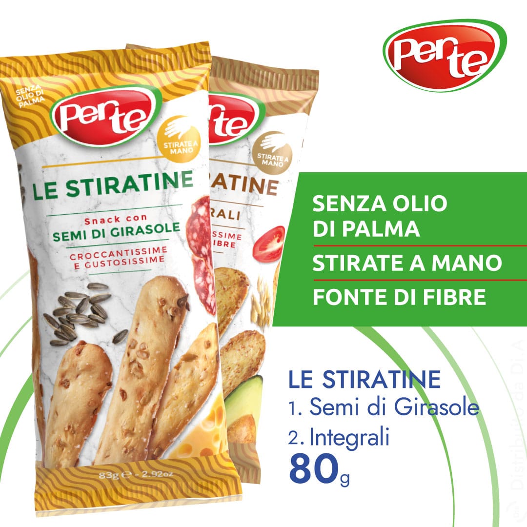 Le Stiratine sono striate a mano realizzate senza olio di palma. Marchio Per Te distribuito da Dia Srl