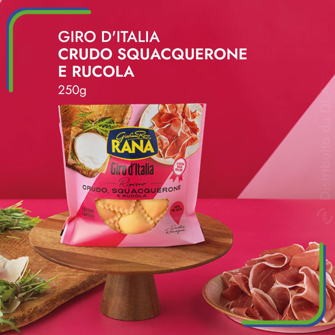 Tortellini Giro d'Italia di Giovanni Rana con Prosciutto Crudo, Squaquerone e Rucola. Solo su Dialivery di Dia Srl