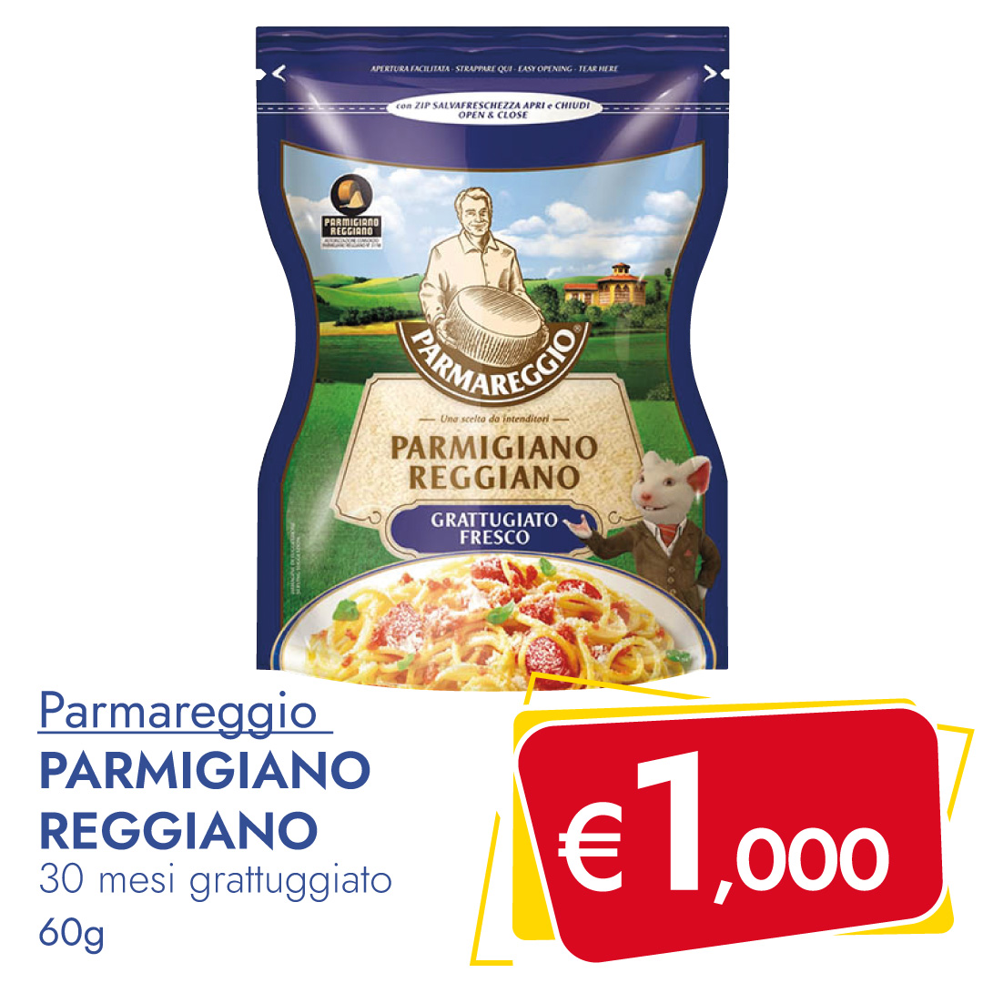 Parmigiano Reggiano grattuggiato di Parmareggio e gli Hot Dog Per Te in offerta speciale per gli iscritti a Dialivery