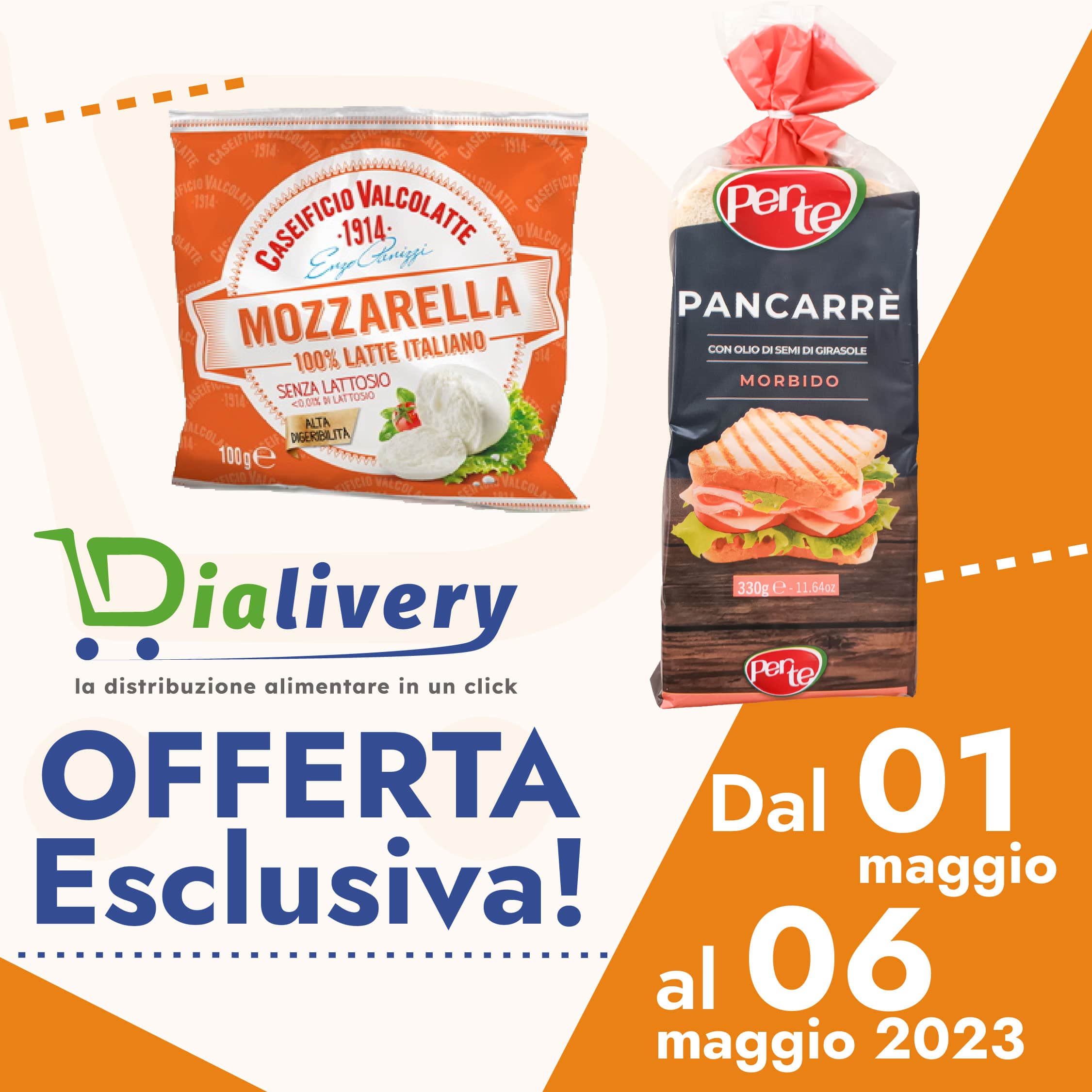 Il formaggio fresco spalmabile di Milk e il soffice Pan Cioco di Sfizi & Delizie in offerta speciale per gli iscritti a Dialivery