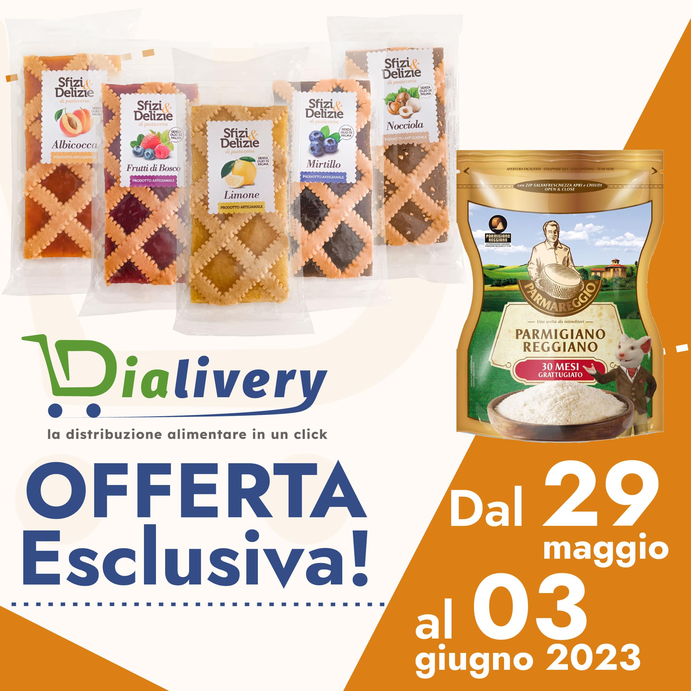 Parmigiano Reggiano PARMAREGGIO e Crostate SFIZI&DELIZIE, in offerta speciale per gli iscritti solo su Dialivery dal 29 maggio al 03 giugno