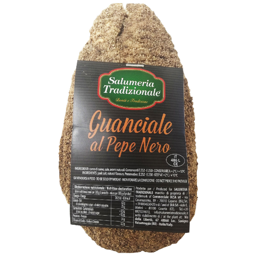 Guanciale al pepe nero 1,2Kg ca.