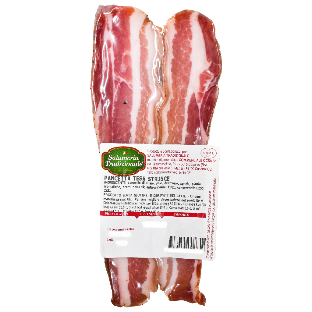 Pancetta tesa a strisce 200g ca.