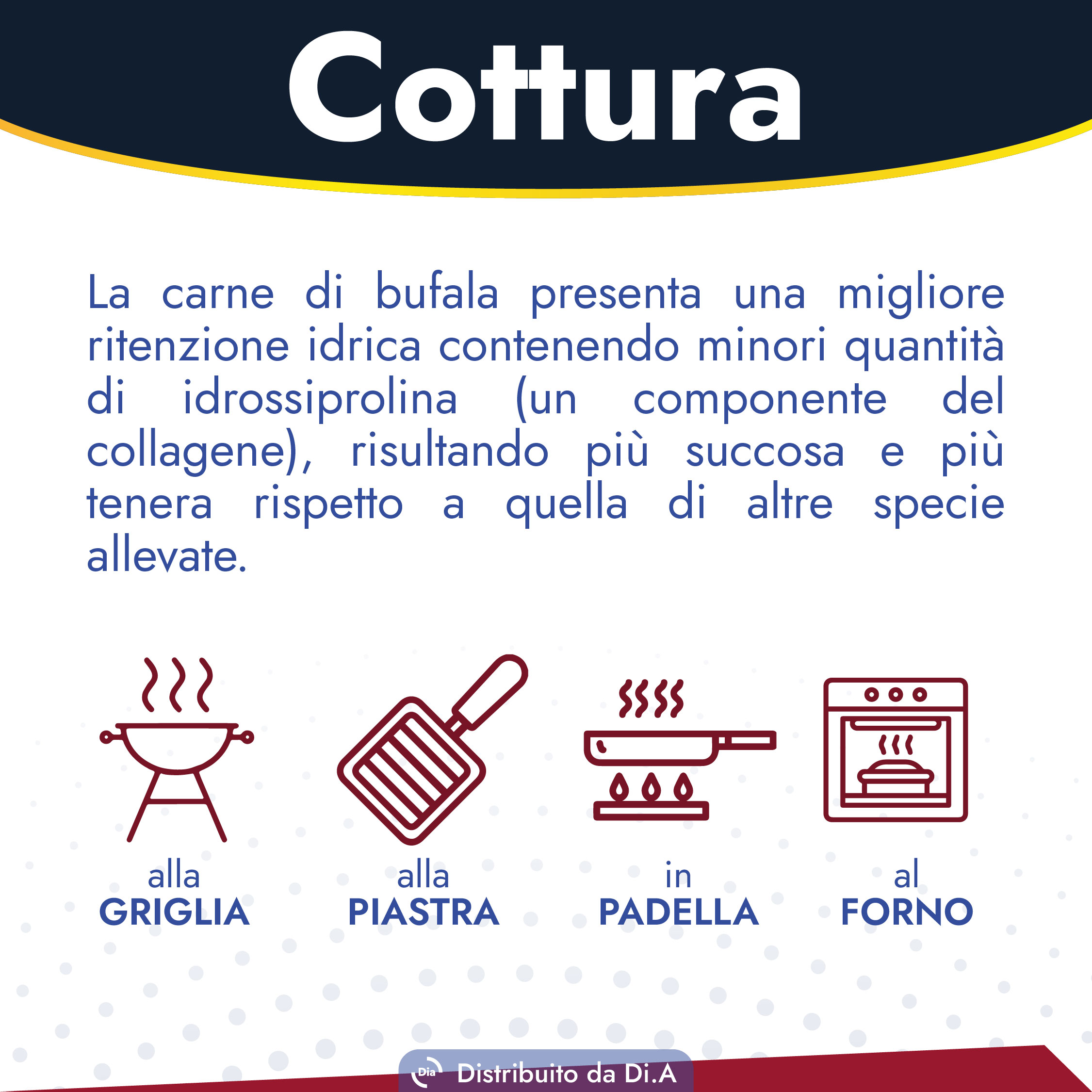 La carne di bufala presenta una migliore ritenzione idrica contenendo minori quantità di idrossiprolina (un componente del collagene), risultando più succosa e più tenera rispetto a quella di altre specie allevate.