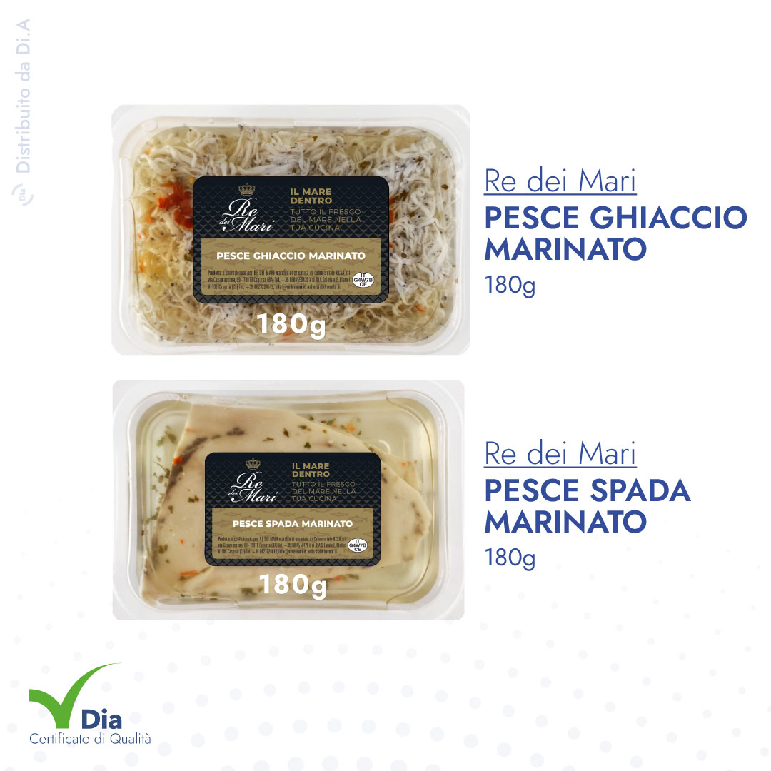 Pesce Ghiaccio Marinato 180g Pesce Spada Marinato 180g di Re dei Mari distribuito da Dia Srl
