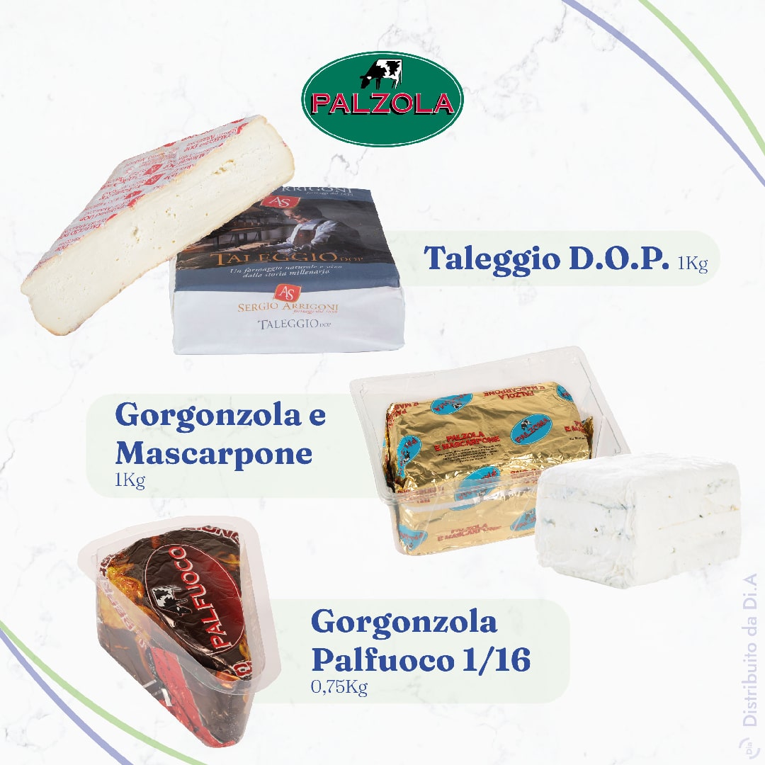Taleggio, Gorgonzola e Mascarpone di Palzola distribuito da Dialivery di Dia Srl