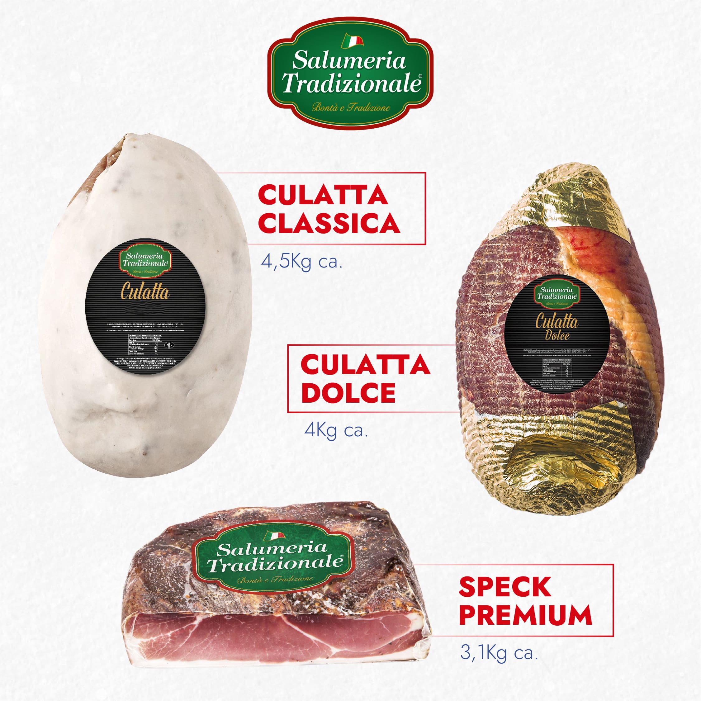 culatta classica, culatta dolce, speck premium Salumeria Tradizionale