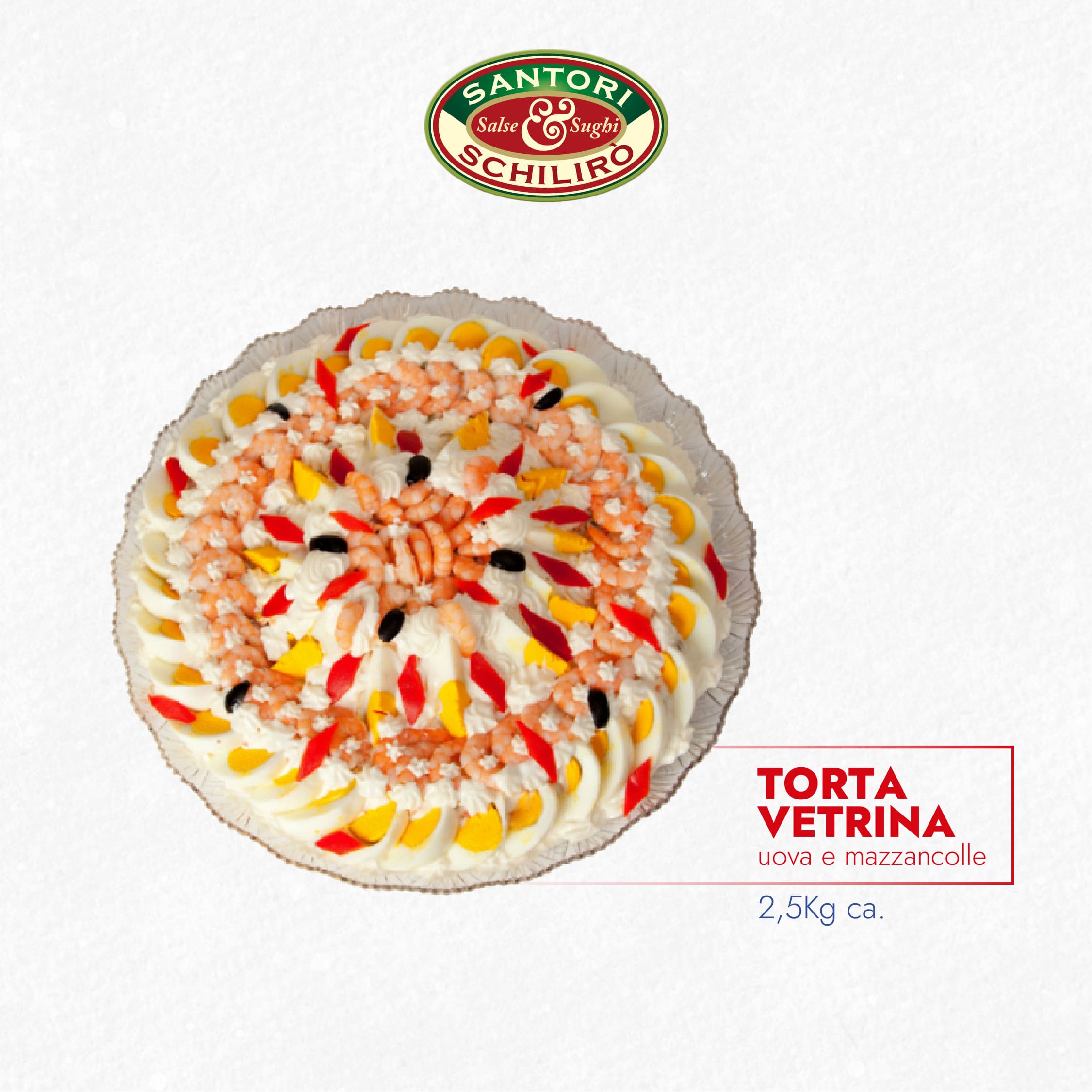 Piatto ricco santori schiliròTorta Vetrina con uova e mazzancolle Natale con Dia 2023