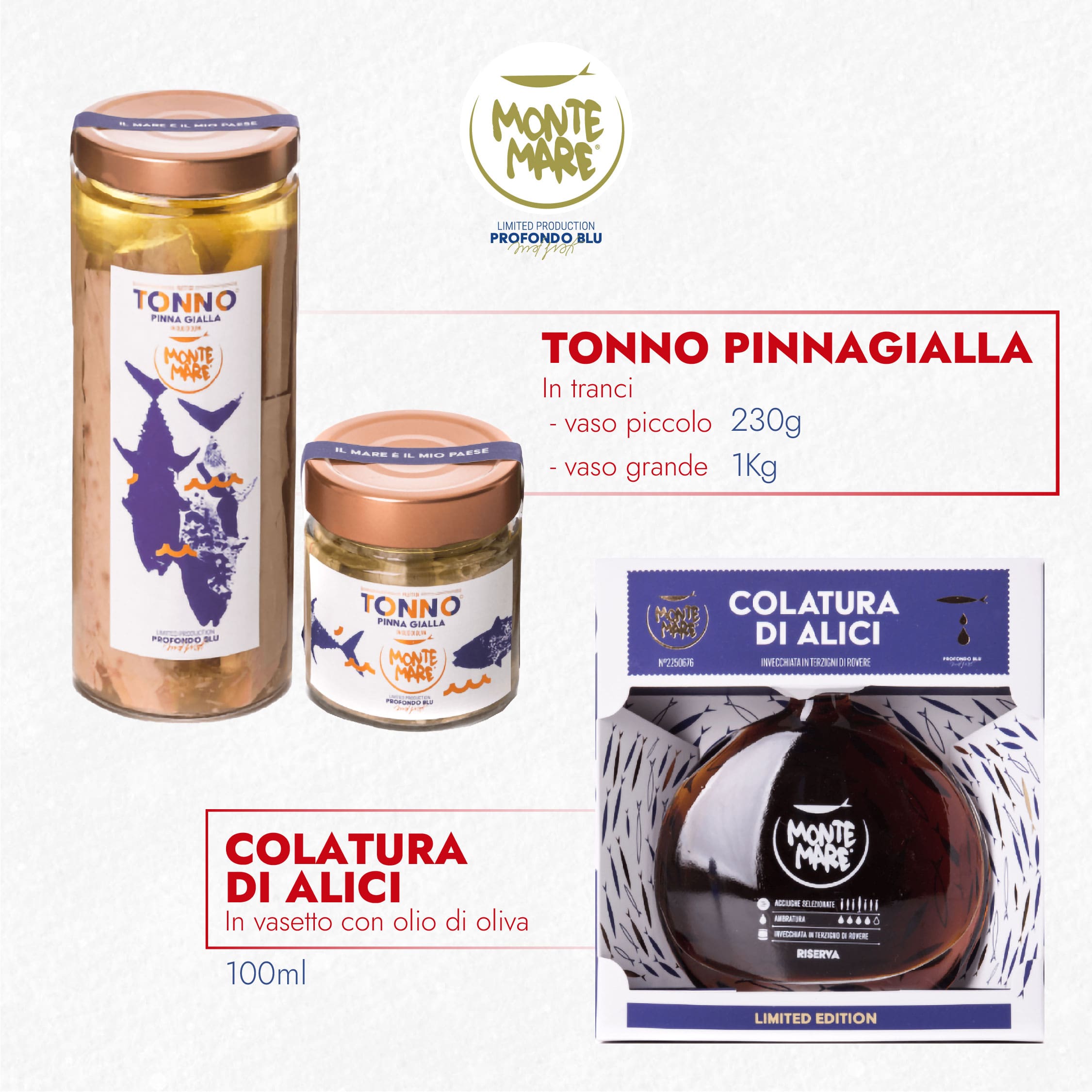 Natale con Dia 2023 presenta Monte Mare. Tonno Pinnagialla in tranci e colatura di alici.