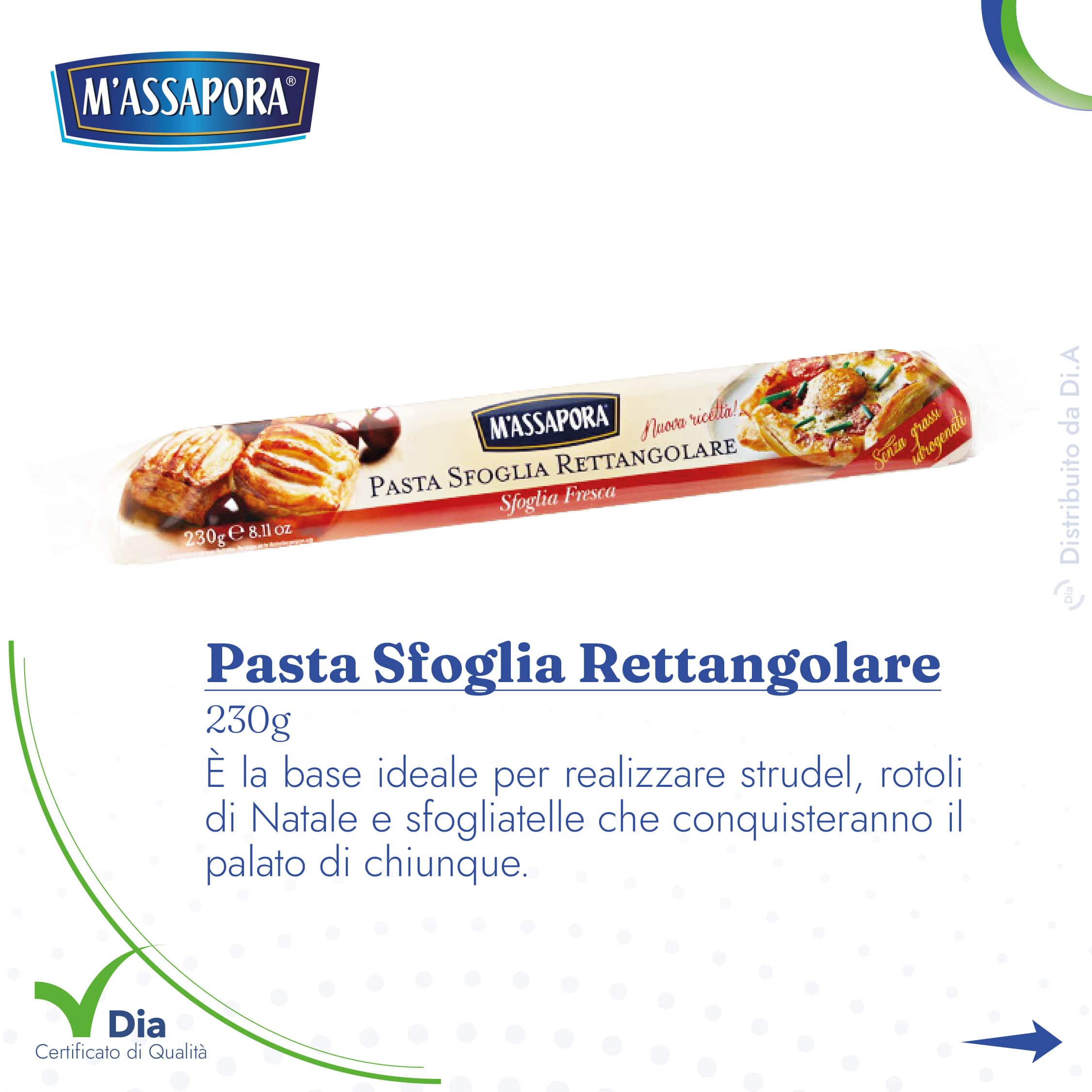 Pasta Sfoglia Rettangolare: Sorprende i tuoi clienti con creazioni uniche! La pasta sfoglia rettangolare M'assapora è la base ideale per realizzare strudel, rotoli di Natale e sfogliatelle che conquisteranno il palato di chiunque.