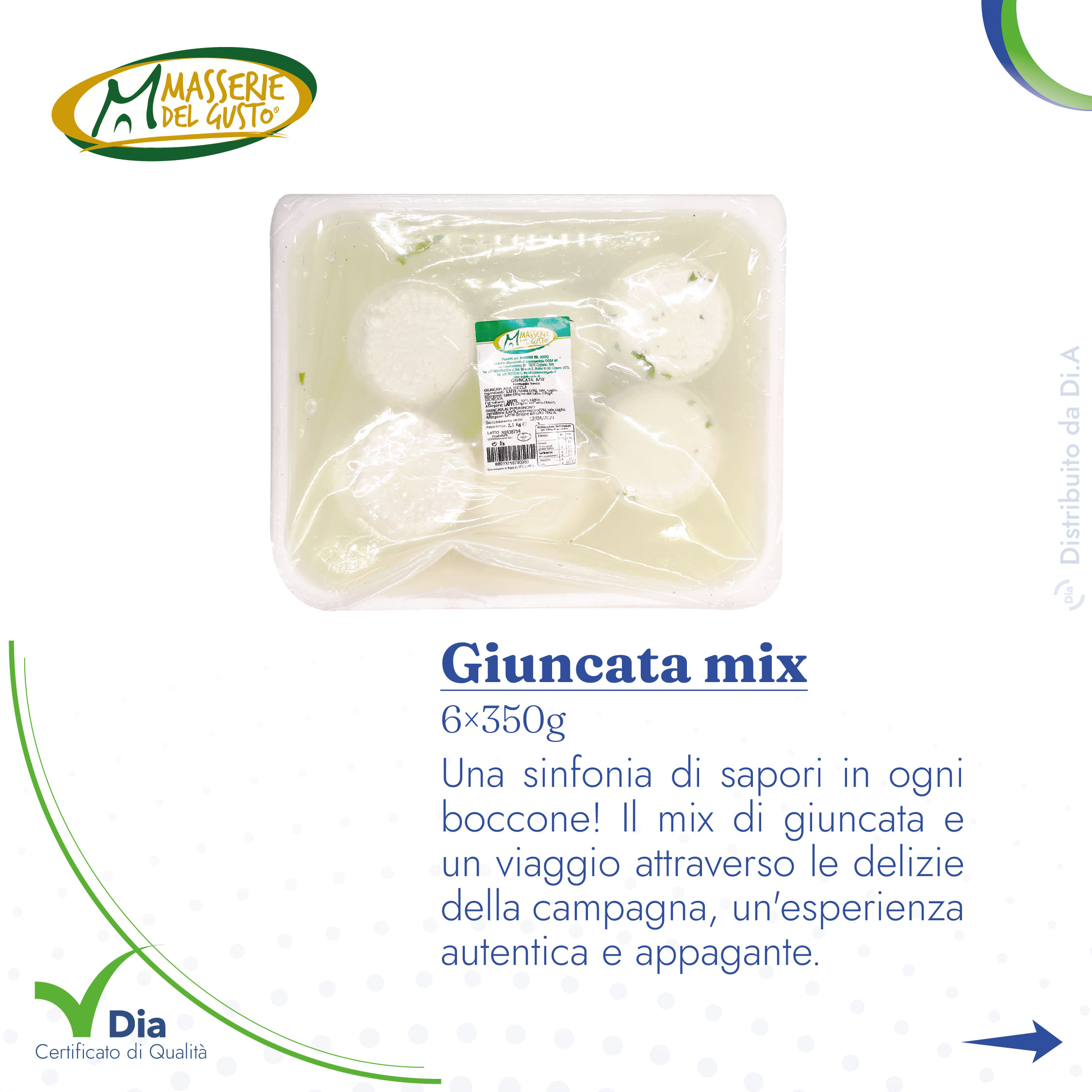 Giuncata mix 6×350g Una sinfonia di sapori in ogni boccone! Il mix di giuncata e un viaggio attraverso le delizie della Campania, un'esperienza autentica e appagante.