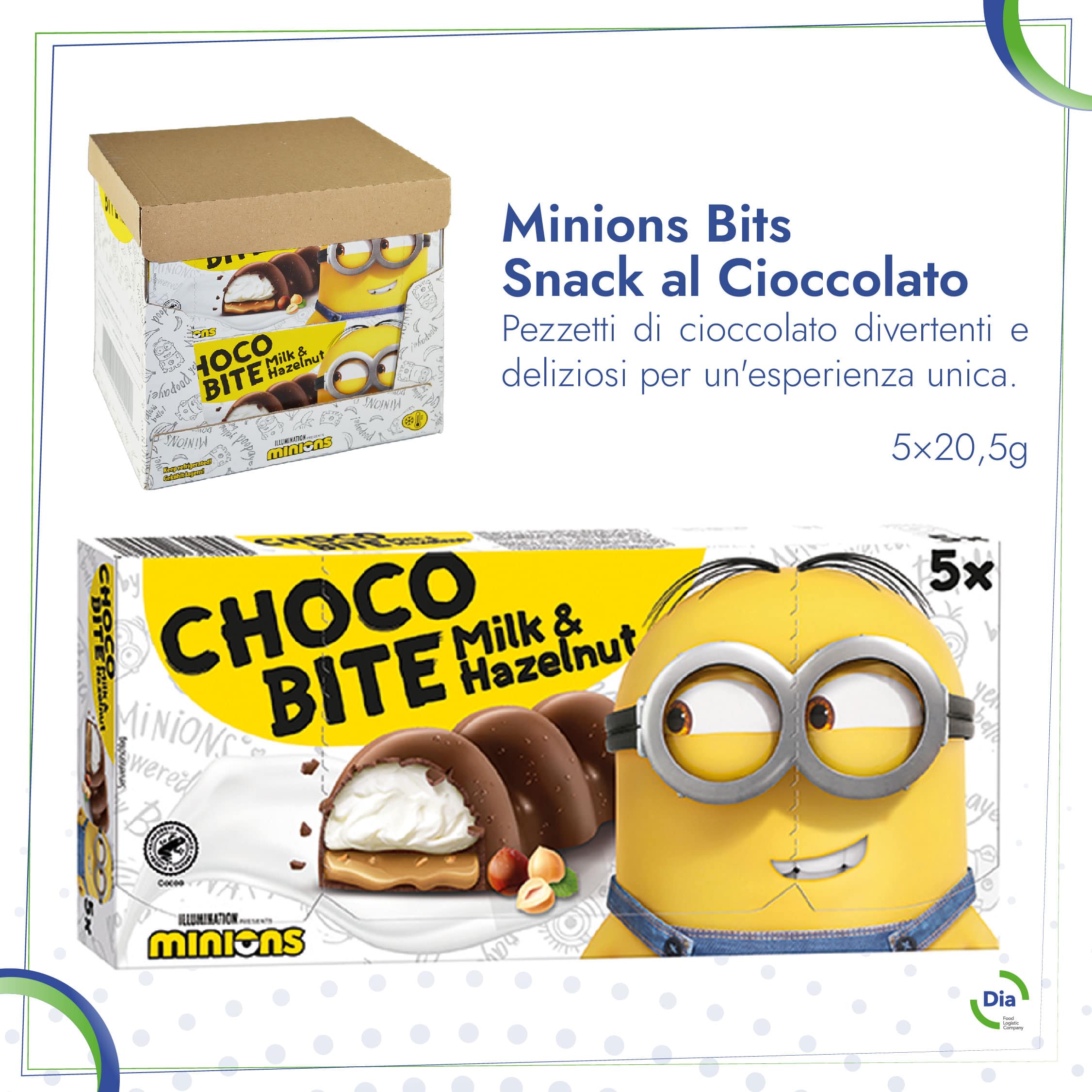 Minions Bits Snack al Cioccolato, Pezzetti di cioccolato divertenti e deliziosi per un'esperienza unica.
