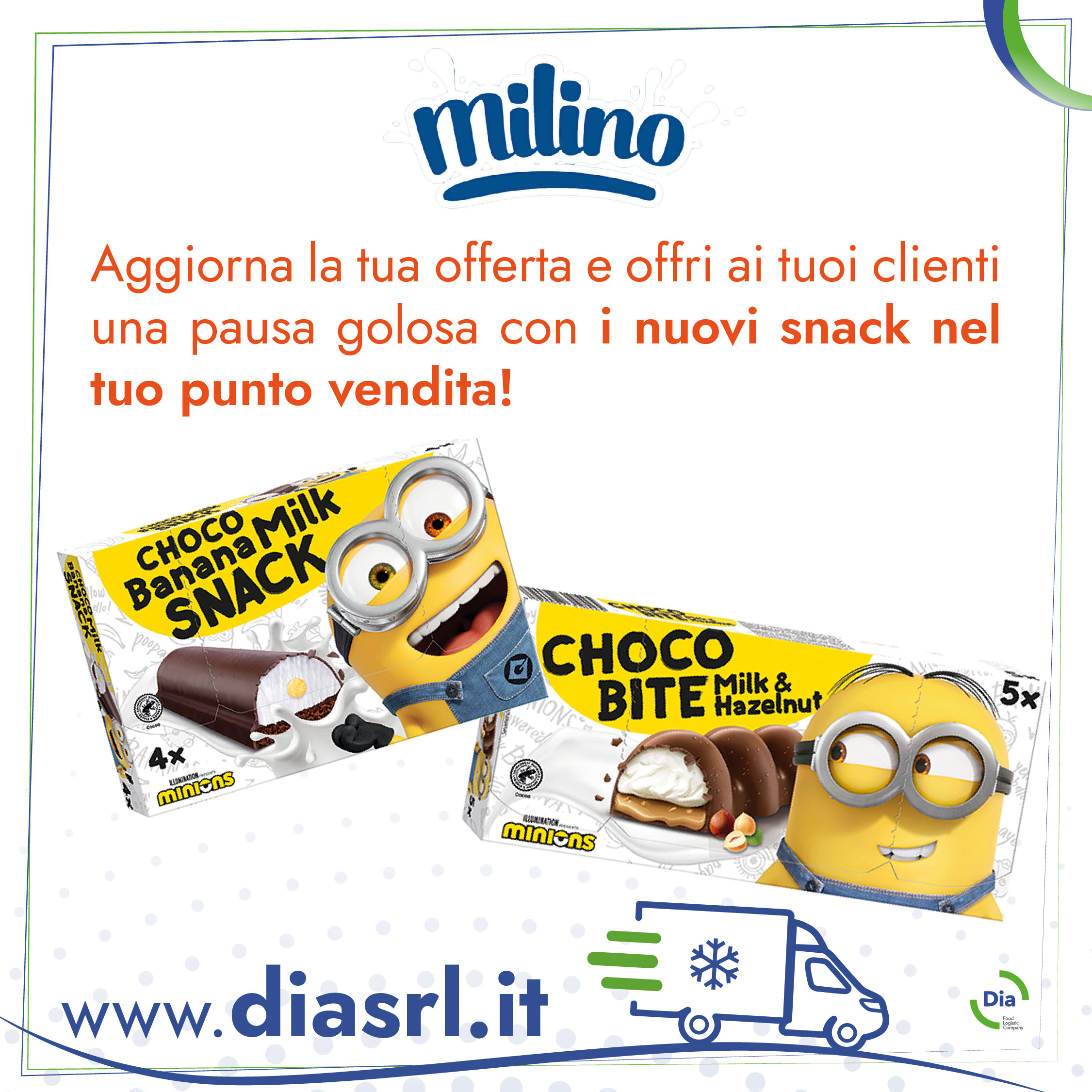 Scopri il meglio degli snack Milino. In esclusiva su Dialivery di Dia Srl