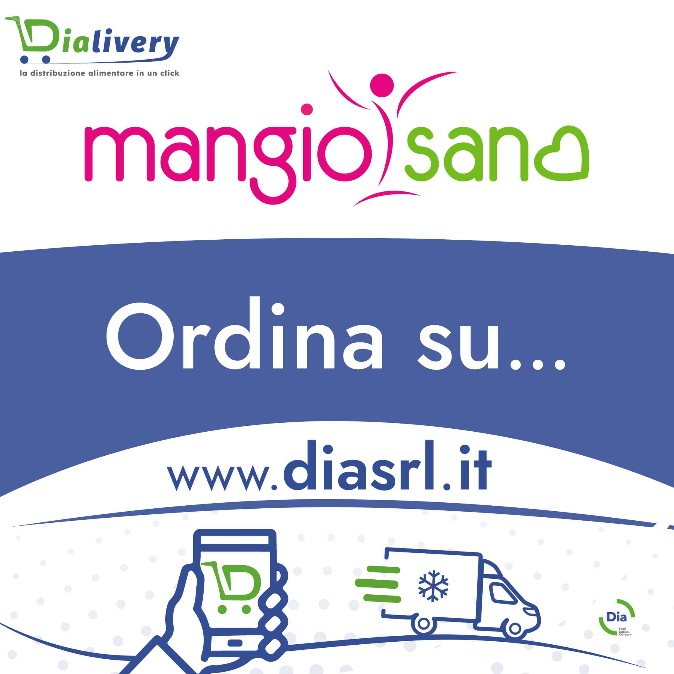 Mangiosano formaggi, latte e gallette. Distribuiti da Dia Srl