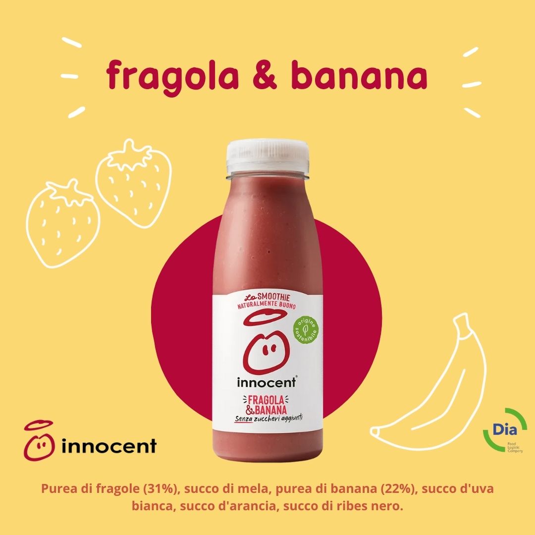 Smoothie Fragola & Banana 250ml L'accoppiata vincente di fragole e banana, arricchita da un mix di succhi per un sapore irresistibile.